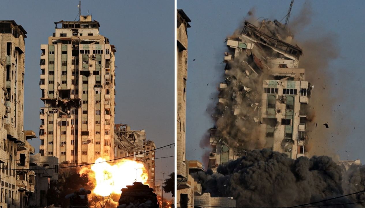 israil gazzede mekke adli cok katli binayi vurdu fXWrHxns